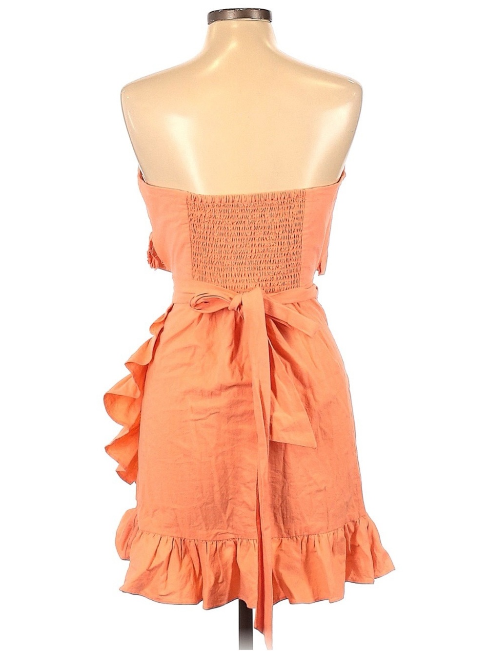 Free People Strapless Peach Mini Ruffle Dress - Picture 4 of 13